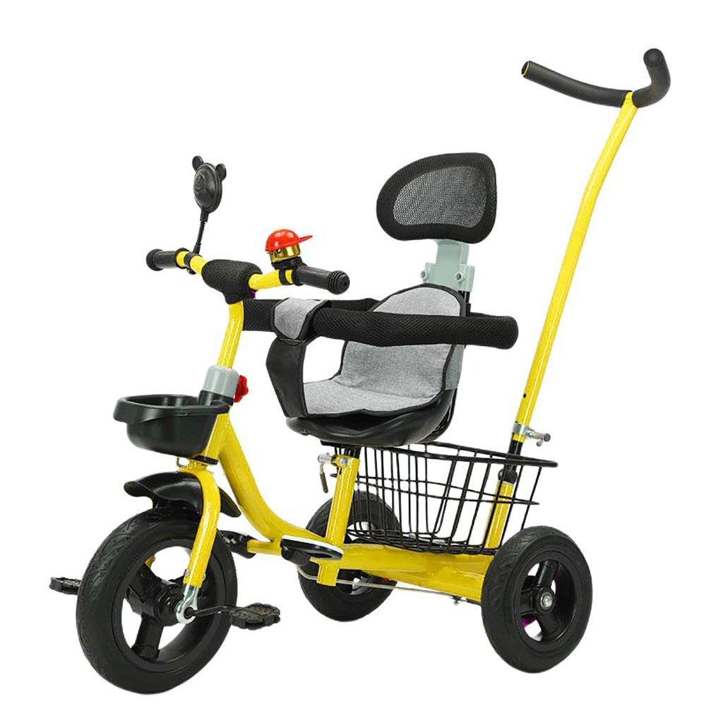 Tricycles for 1-3 Year Olds,Balance Bike,Stroller Tricycle with Adjustable Push Handle & Backrest Seat,Storage Basket,Removable Pedals,Birthday Gift & Toy for Boys and Girls (Yellow)