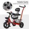Tricycles for 1-3 Year Olds,Balance Bike,Stroller Tricycle with Adjustable Push Handle & Backrest Seat,Storage Basket,Removable Pedals,Birthday Gift & Toy for Boys and Girls (Yellow) view 2