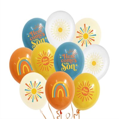 Here Comes The Son Baby Shower Decorations,35pcs Boho First Trip Around The Sun Balloon,Sunshine Party Retro Latex Balloons for You are My Sunshine Baby Shower Decoration Supplies