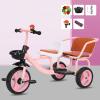 Tricycle with Passenger Seat,for Riders Ages 2+,Trike with Adjustable Handlebar and Seat,Carbon Steel Frame,Non-Skid Tyre,Outdoor Playground Equipment Tricycles (Without Music and Lighting,Pink) view 2