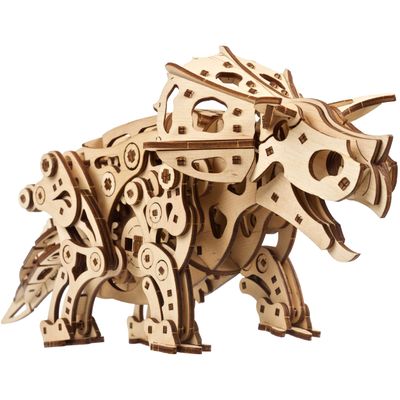 UGEARS Triceratops Dinosaur 3D Wooden Puzzles for Adults - Wooden Models Kits for Adults Dinosaur Model Kit Dino Wood Puzzle Animal Models for Adult Brain Teaser, Hobby Set