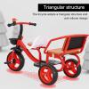 Tricycle with Passenger Seat,for Riders Ages 2+,Trike with Adjustable Handlebar and Seat,Carbon Steel Frame,Non-Skid Tyre,Outdoor Playground Equipment Tricycles (Without Music and Lighting,Red) view 3