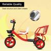 Tricycle with Passenger Seat,for Riders Ages 2+,Trike with Adjustable Handlebar and Seat,Carbon Steel Frame,Non-Skid Tyre,Outdoor Playground Equipment Tricycles (Without Music and Lighting,Red) view 4