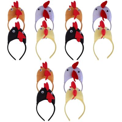 Garneck 12 Pcs Chicken Headband -Rooster Headband for Audults Kids Animal Chick Head Decoration Festival Hairband for Birthday Halloween Carnival Easter Party Supply (Random Color)
