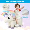 Costzon Kids Ride on Toy Car, 6V Battery Powered Electric Ride on Animal Toy with Comfortable Fabric, Wheels, Foot Pedal, Music, Forward Functions, Cute Ride on Horse Riding Pony for Girls Boys view 4