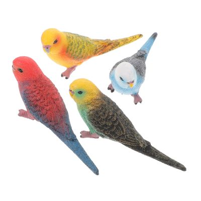 4pcs Budgerigar Model Garden Bird Statue Decor Artificial Birds Decorative s Fake Simulated s Adornment Craft Lifelike Models Ornament for