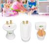 1:24 Dollhouse Miniature Bathroom Set, Ceramic Simulation Bathtub Toilet Sink, Miniature Furniture, Mini Ceramic Bathroom Furniture Set for Dollhouse Restroom Decoration (Grass Pattern) view 3