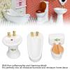 1:24 Dollhouse Miniature Bathroom Set, Ceramic Simulation Bathtub Toilet Sink, Miniature Furniture, Mini Ceramic Bathroom Furniture Set for Dollhouse Restroom Decoration (Grass Pattern) view 4