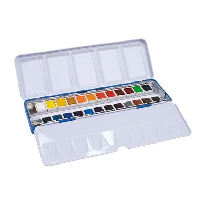 Milan Metallic Case 24 Watercolors Half Godet