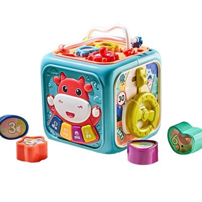 Kokiya Activity Cube Baby Musical Toys 6 Sided Activity Centers Play Center Toy for Boys Girls, Blue
