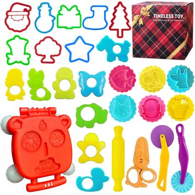 Dough Tool Set, 28 Pcs Dough Tools Sets for Kids Ages 4-8, Dough Accessories Includes Molds, Cutters Roller, Rolling Pins, Safety Scissors, Plastic Knife