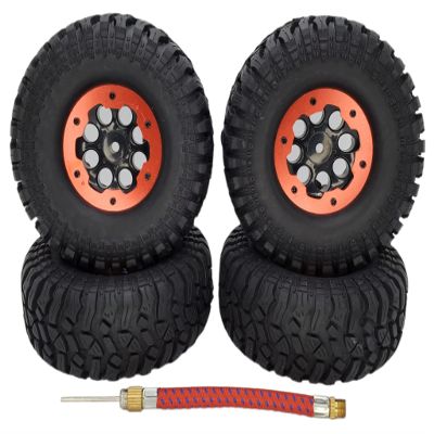 NHX RC P2 1.9" Air Crawler Soft Tires w/Beadlock Wheel (4) for TRX-4 SCX10 -Black/Red
