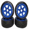 NHX RC 1/8 On Road Touring Car Tires with Blue17mm Hex 6-Spoke Rims (4) - Hobao GTLE/GTSE/VTE view 1
