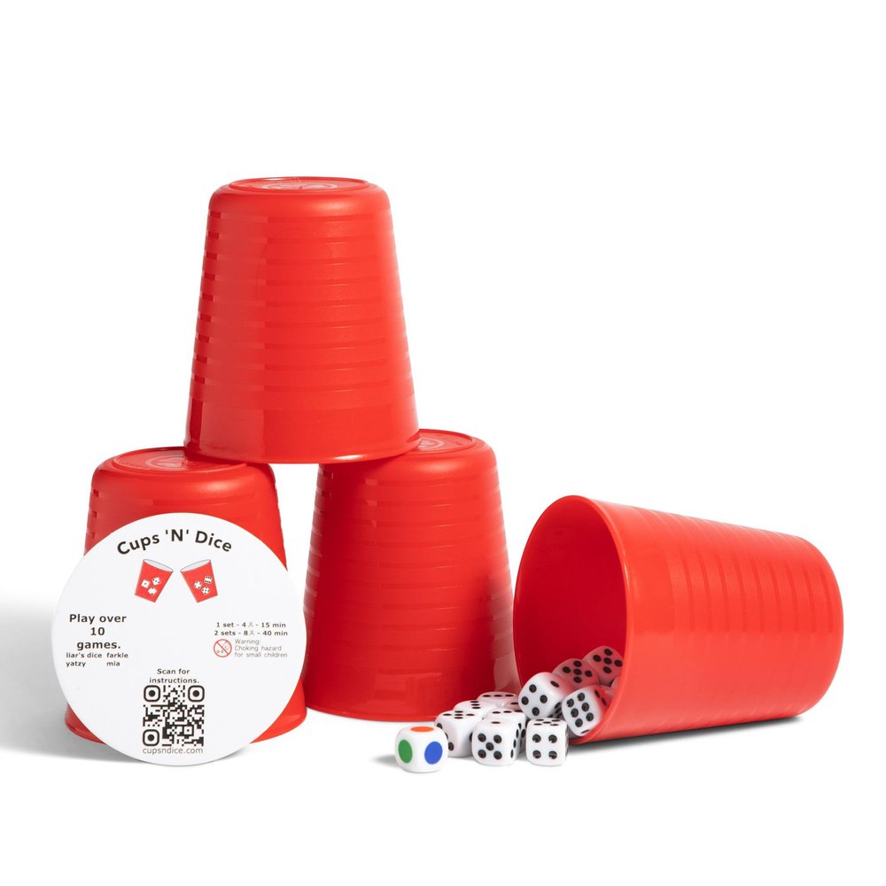 Cups 'N' Dice - Liar's Dice, Farkle, Yatzy, Bunco, Shut The Box, and Much More All-in-One