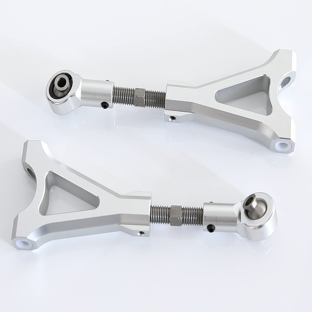 GTBRacing CNC Aluminum Front Rear Upper Lower Suspension Arm for 1/5 RC Car HPI km rv Baja 5b ss 5sc Upgrade Part (Silver, Rear Upper Arm)
