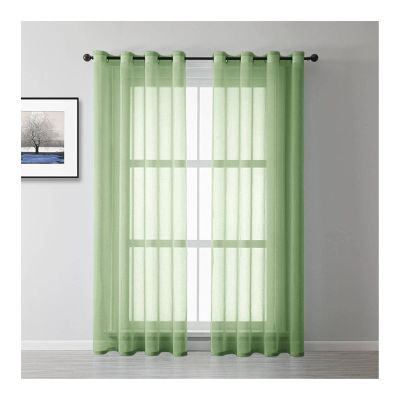 Mesnt 72 Inch Sheer Curtains, Polyester Solid Color Voile Sheer Curtain Semi Transparent, Green, 40W x 72L inch