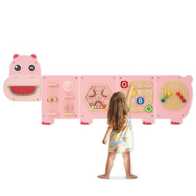 Monlurd Hippo Montessori Busy Board, Sensory Board, Educational Toys, Sensory Wall Panel, Wall Toys, Daycare Furniture, Playroom Furniture, Learning Toys, Boys and Girls 6 M+