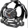 Round Wall Clock 12 Inchs South Pole Penguins Wall Clcok Made of Real Vinyl Record Iceworld Polar Animal Wall Watch Non-Ticking Kids Nursery Decorative Gift view 2