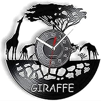 Round Wall Clock Vinyl Record Art Zoo Vinyl Record Nursery Crafts Decorative Gift