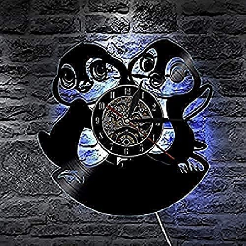 Wall Clock Baby Penguin Wall Clock Handmade Vinyl Record Clocks Creative Mute Clock Living Room Bedroom Home Decor Wall Clock Gift Clock
