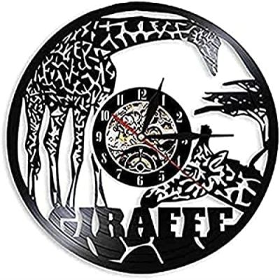 Wall Clock Giraffe Wall Clock African Wildlife Zoo Amimals Carved Vinyl Wall Clock Nursery
