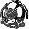 Wall Clock South Pole Penguins Wall Clock Made of Real Vinyl Record Non-Ticking Polar Animal Wall Clock Kids Nursery Decor view 2