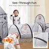LimitlessFunN 4pc Space Rocket Ship Kids Pop Up Play Tent, Crawl Tunnel, Ball Pit | Includes Star Lights & Carrying Case |, Children Indoor Castle Playhouse for Boys, Toddlers, 47" D x 126" W x 53" H view 2