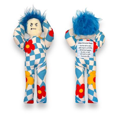 AVINITI Funny Gag Gift - Stress Relief - Slap Around Sam Doll - for Friends, Co-Worker, Men, Women, Husband, Wife, Girlfriend, Boyfriend (Blossom Checks)