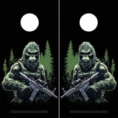 Bigfoot Hunting Cornhole Wraps Kustom Art