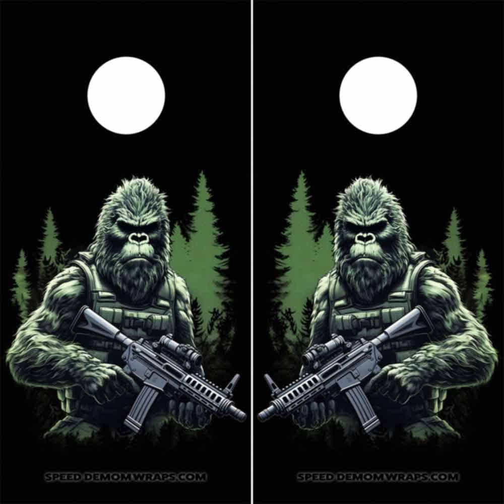 Bigfoot Hunting Cornhole Wraps Kustom Art