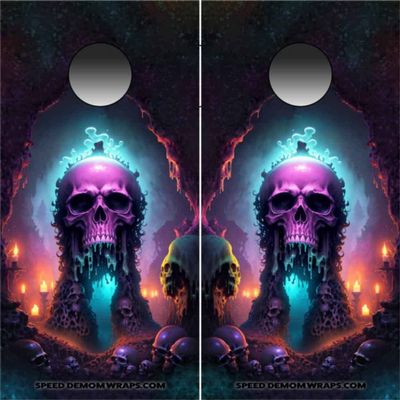 Purple Skull Ooze Cornhole Wraps Kustom Art