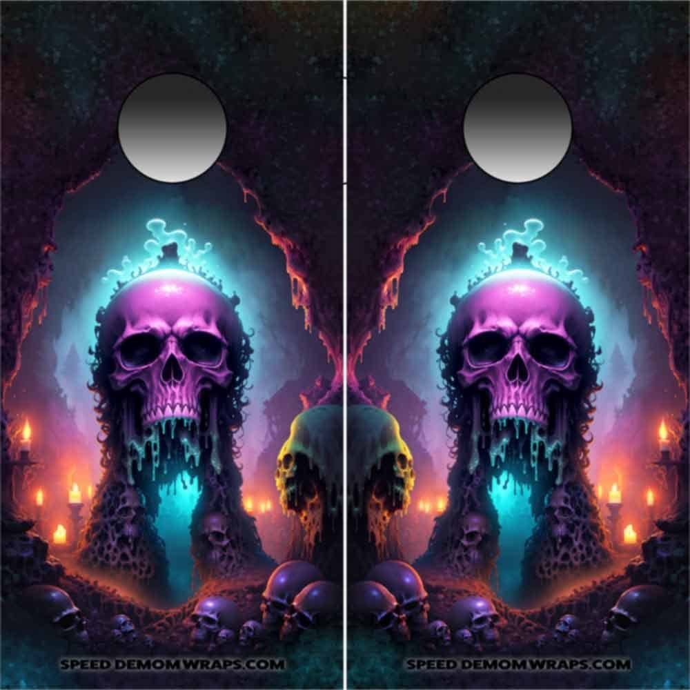Purple Skull Ooze Cornhole Wraps Kustom Art