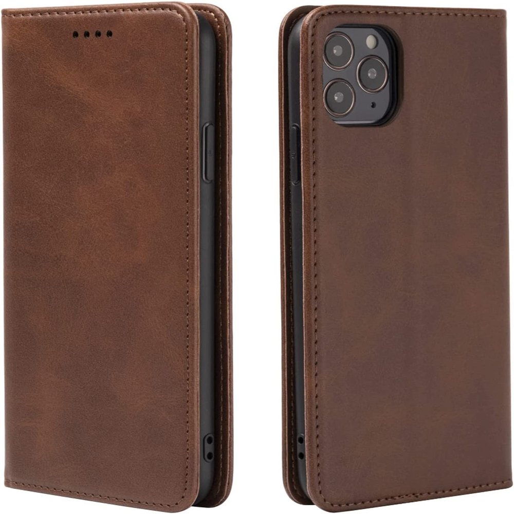 BKUANE Case for iPhone 13/13 Mini/13 Pro/13 Pro Max, Flip Wallet Phone Case Protective Shockproof Cover with Kickstand TPU Shell Card Slots (Color : Brown, Size : 13pro max 6.7")