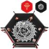 2 Pcs Portable Folding Dice Rolling Tray Set for RPG DND Table Games - PU Leather and Velvet Holder Storage Box - Dragon and Phoenix view 1