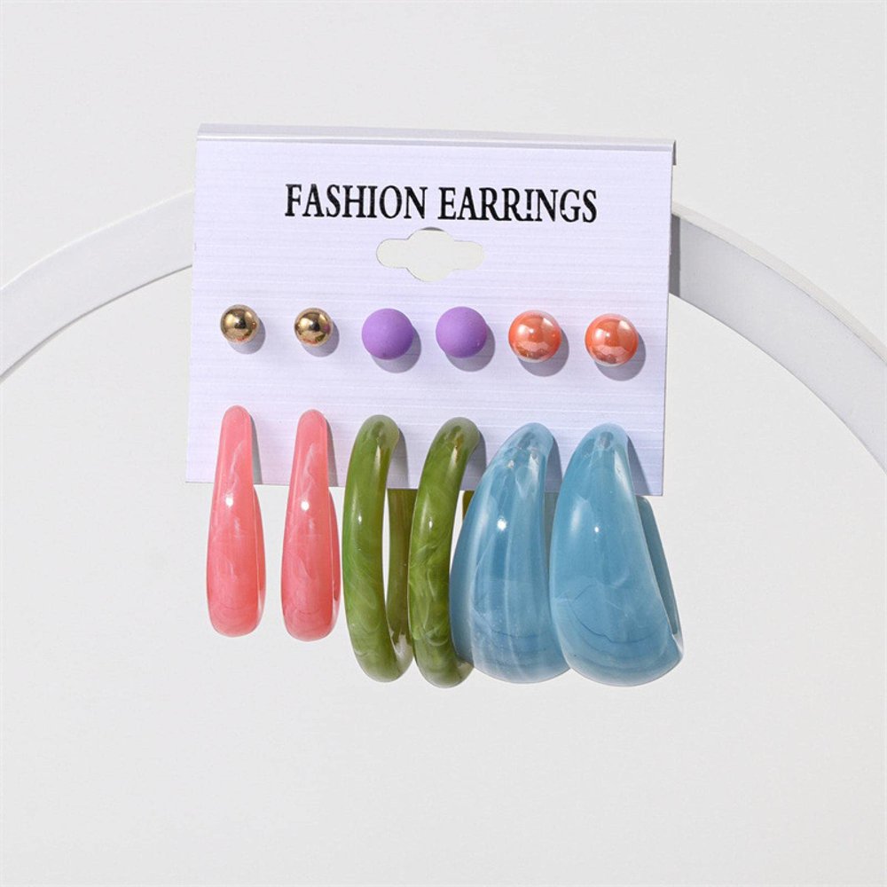 ELROAL Acrylic Earrings Set Ladies Handmade Exaggerated Candy Color Stud Earrings Earring Earring Jewelry 1#26213