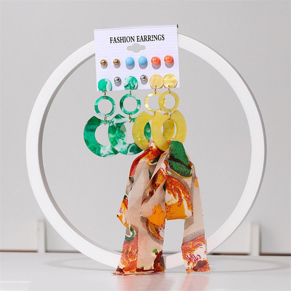 ELROAL Acrylic Earrings Set Ladies Handmade Exaggerated Candy Color Stud Earrings Earring Earring Jewelry 17#26290