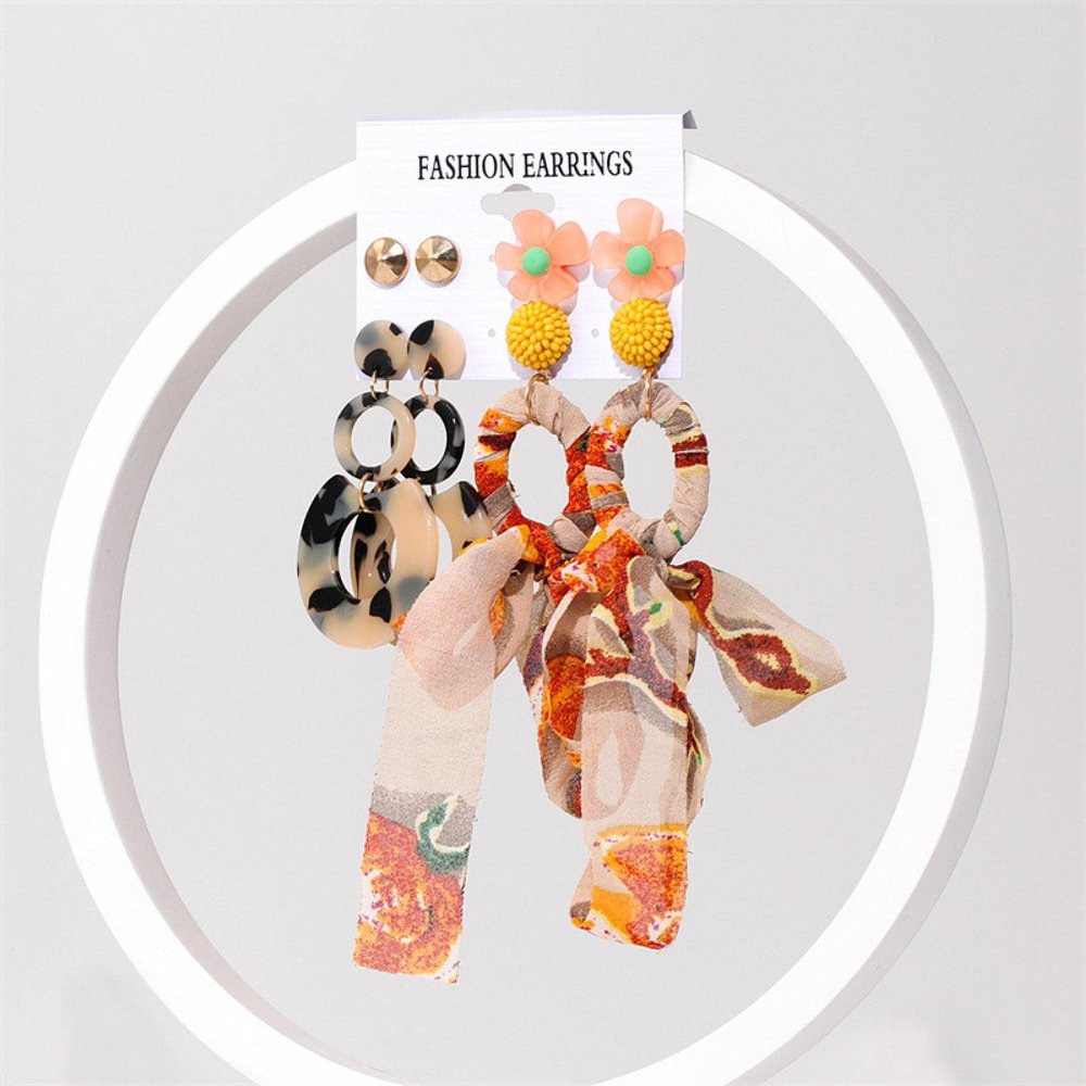 ELROAL Acrylic Earrings Set Ladies Handmade Exaggerated Candy Color Stud Earrings Earring Earring Jewelry 15#26288