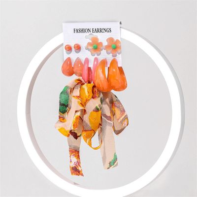 ELROAL Acrylic Earrings Set Ladies Handmade Exaggerated Candy Color Stud Earrings Earring Earring Jewelry 19#26292
