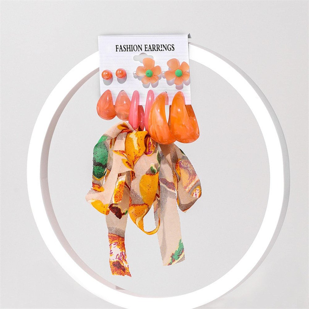 ELROAL Acrylic Earrings Set Ladies Handmade Exaggerated Candy Color Stud Earrings Earring Earring Jewelry 19#26292