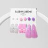 ELROAL Acrylic Earrings Set Ladies Handmade Exaggerated Candy Color Stud Earrings Earring Earring Jewelry 12#26285 view 1