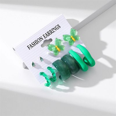 ELROAL Acrylic Earrings Set Ladies Handmade Exaggerated Candy Color Stud Earrings Earring Earring Jewelry 29#26419