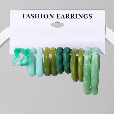ELROAL Acrylic Earrings Set Ladies Handmade Exaggerated Candy Color Stud Earrings Earring Earring Jewelry 25#26333