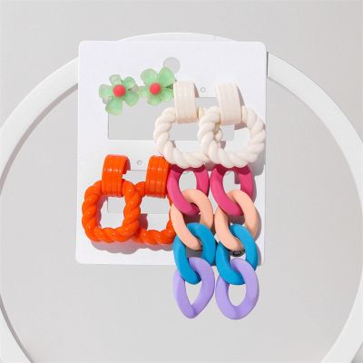 ELROAL Acrylic Earrings Set Ladies Handmade Exaggerated Candy Color Stud Earrings Earring Earring Jewelry 10#26283