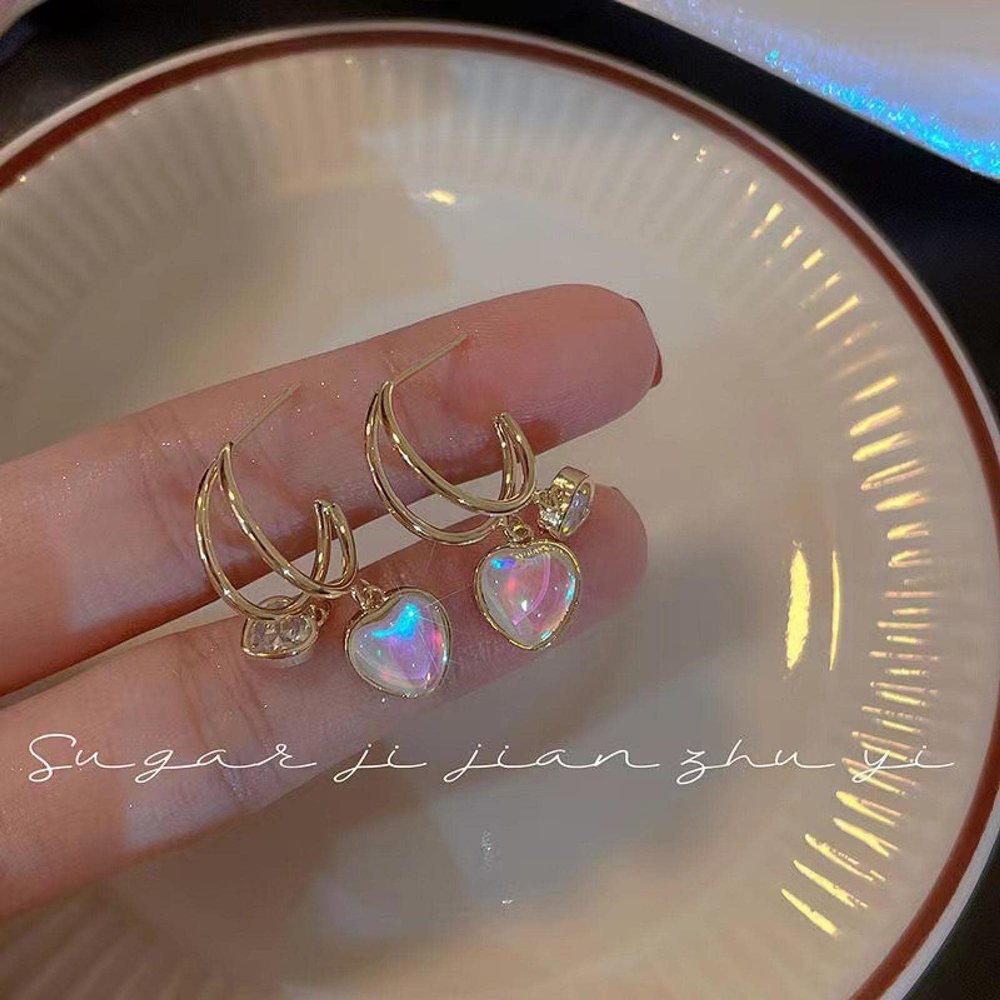ELROAL Vintage Court Style Light Luxury, Super Shimmering Diamond-Set Flowers, Earrings, Temperament, Versatile Explosive Earrings Women 0649