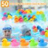 50Pcs Mini Rubber Duck Bath Toys, Multicolor Bath Ducks Bulk Float Duck Baby Bath Toy for Shower Birthday Party Favors Gift Classroom Summer Beach Pool Party Games view 3