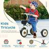 Qaba Toddler Tricycle for 2-5 Years Old with Adjustable Seat, Kids Trike, Toddler Bike with Basket, Bell, Handlebar Grips, White view 3