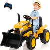 OLAKIDS Kids Ride on Car, 12V Electric Excavator Vehicle Construction Truck with Remote Control, Adjustable Bucket, Toddlers Battery Powered Bulldozer Tractor with 2 Speeds, Music, Citrine view 1