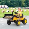 OLAKIDS Kids Ride on Car, 12V Electric Excavator Vehicle Construction Truck with Remote Control, Adjustable Bucket, Toddlers Battery Powered Bulldozer Tractor with 2 Speeds, Music, Citrine view 2