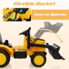 OLAKIDS Kids Ride on Car, 12V Electric Excavator Vehicle Construction Truck with Remote Control, Adjustable Bucket, Toddlers Battery Powered Bulldozer Tractor with 2 Speeds, Music, Citrine view 3