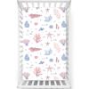 Coastal Themed Fitted Crib Sheet,Standard Crib Mattress Fitted Sheet Toddler Bed Mattress Sheets - Baby Crib Sheets for Girl or Boy,28 x52,White Blush and Ceil Blue view 1